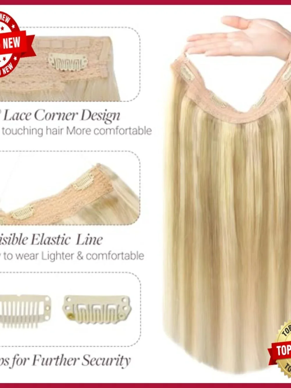 16 Inch Human Hair Extensions with Invisible Wire, 95g Weight